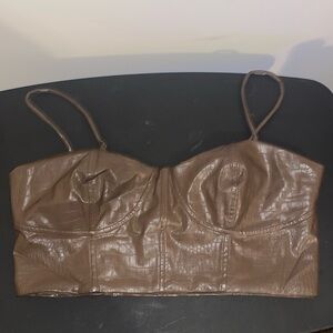 Express Body Contour Faux Leather Corset Cropped Top